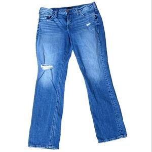 Silver Jeans Size 14 Suki Straight Stretch Denim Embroidered Pockets Distressed
